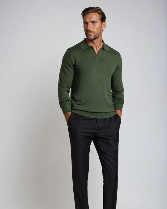 Sahari - Herren Poloshirt | Langarm, Knopflose Design, Minimalistisch