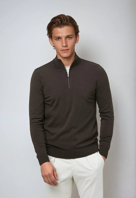 Sahari - Herren Pullover | Halber Reißverschluss, Baumwollmischung, Relaxte Passform