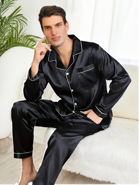 Sahari - Herren Pyjama Set | Luxuriös, Satin, Bequem, Atmungsaktiv