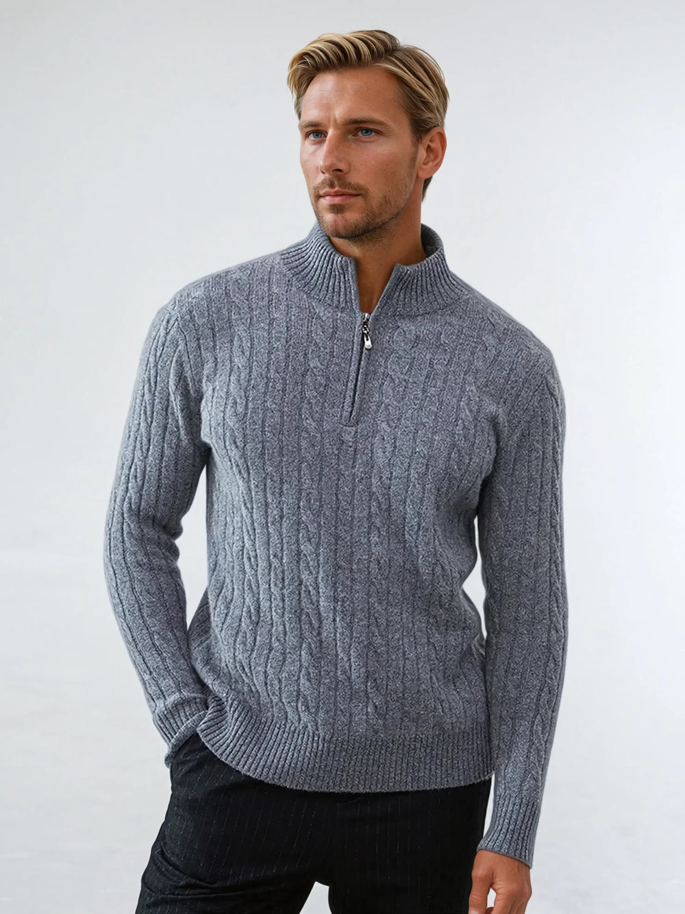 Sahari - Herren Sweatshirt | Kabelstrick, Praktischer Reißverschluss