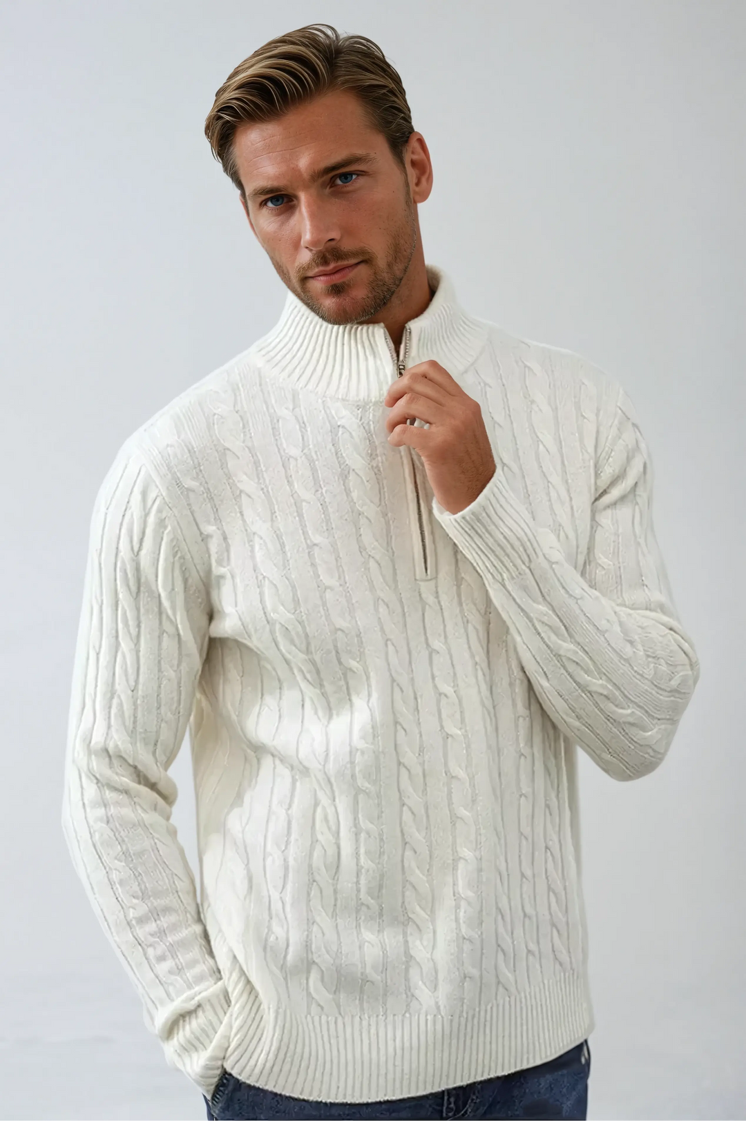 Sahari - Herren Sweatshirt | Kabelstrick, Praktischer Reißverschluss