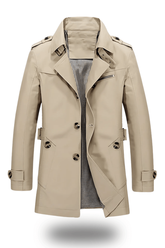 Sahari - Herren Trenchcoat | Klassische Eleganz, Umgelegter Kragen