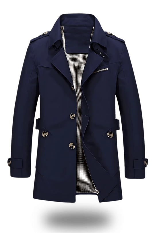 Sahari - Herren Trenchcoat | Klassische Eleganz, Umgelegter Kragen