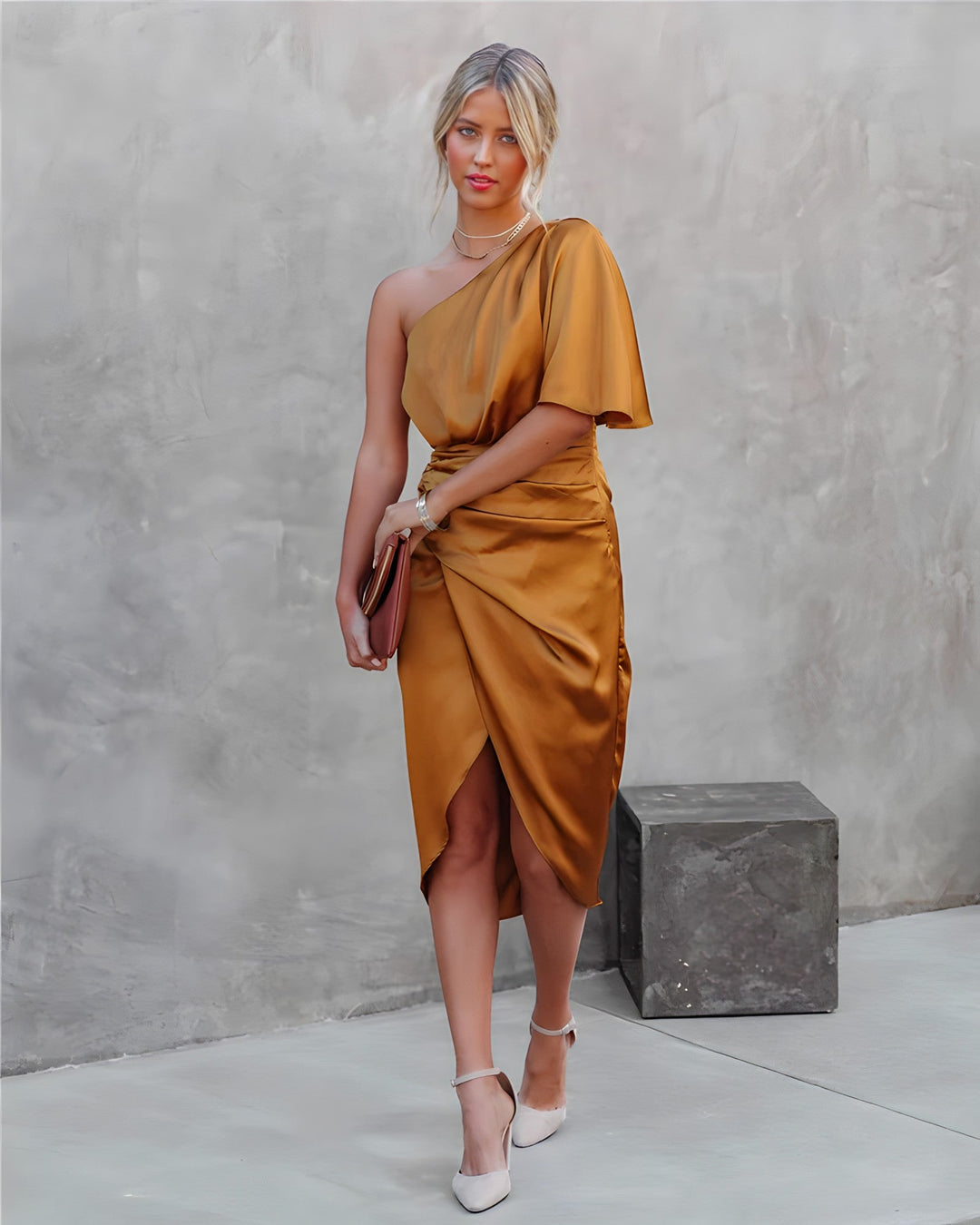 Sahari – Elegantes One-Shoulder Kleid für besondere Anlässe
