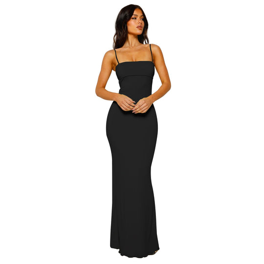 Sahari – Elegante bodycon-maxi-jurk met open rug
