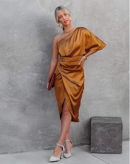 Sahari – Elegantes One-Shoulder Kleid für besondere Anlässe