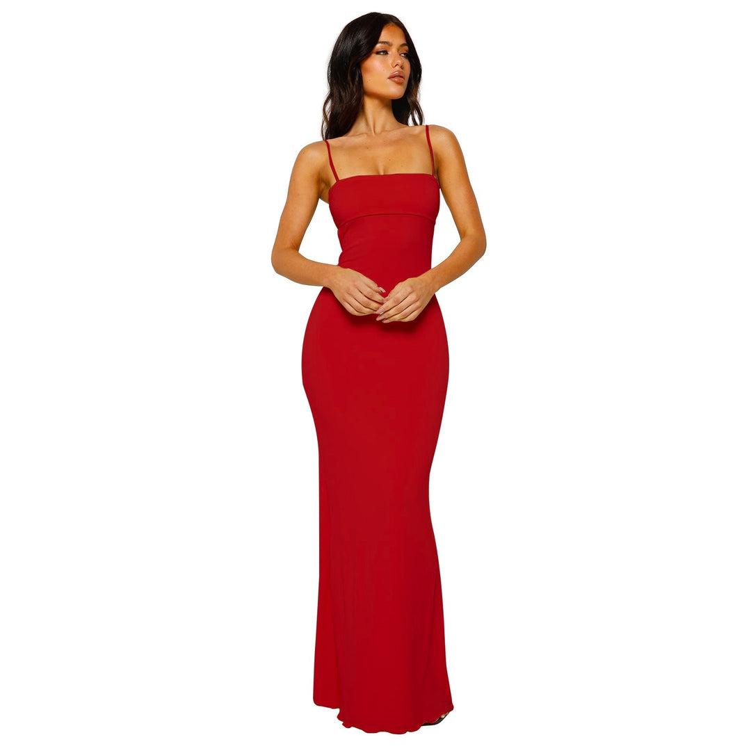 Sahari – Elegante bodycon-maxi-jurk met open rug